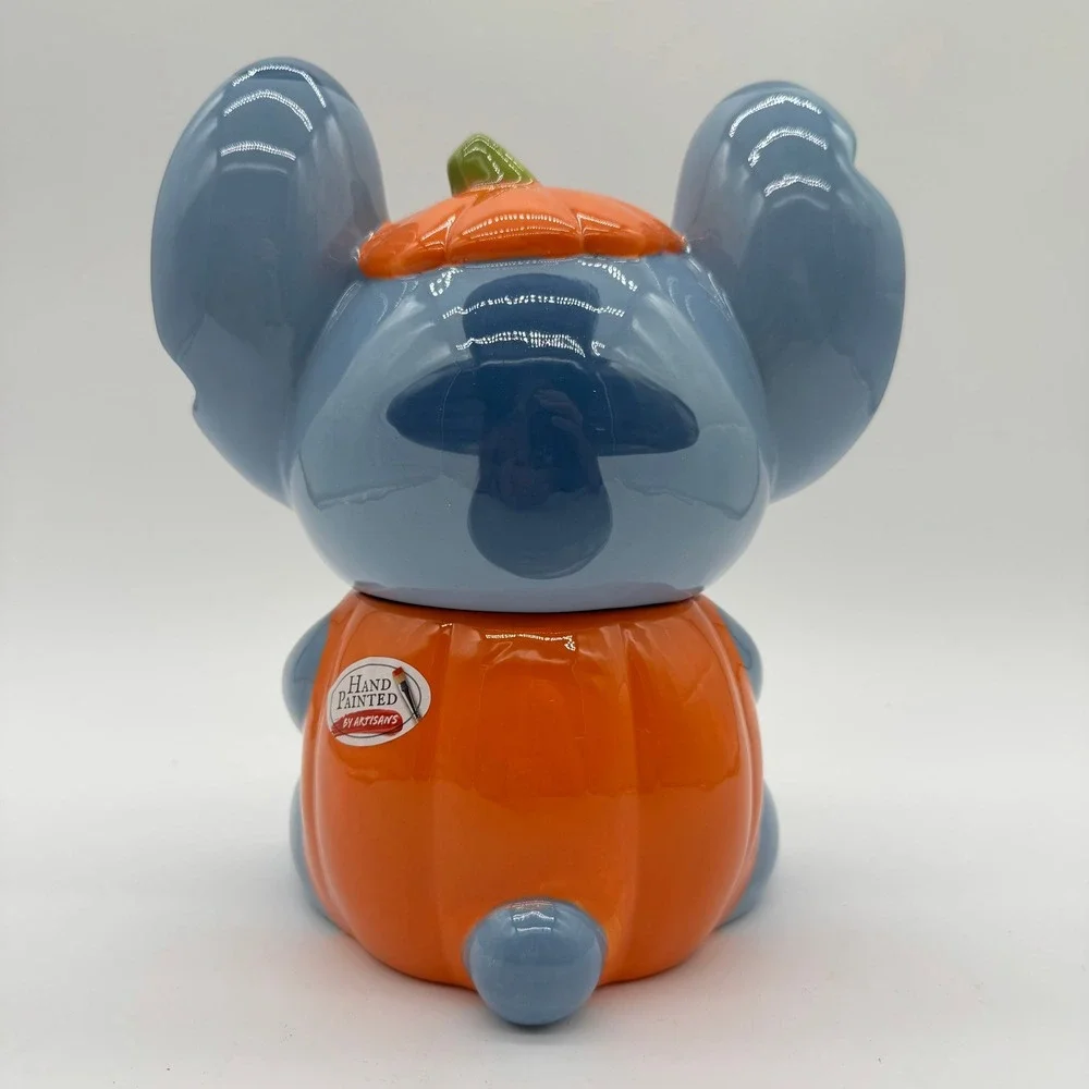 Disney Stitch Halloween Pumpkin Cookie Jar Zrike Brands BlueOrange Ceramic Decor